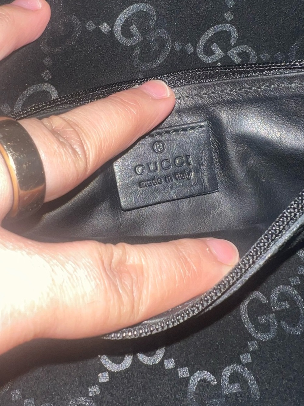 RARE Vintage Gucci Black Suede Monogram Metal Horsebit Strap Hobo Bag - Picture 17 of 17